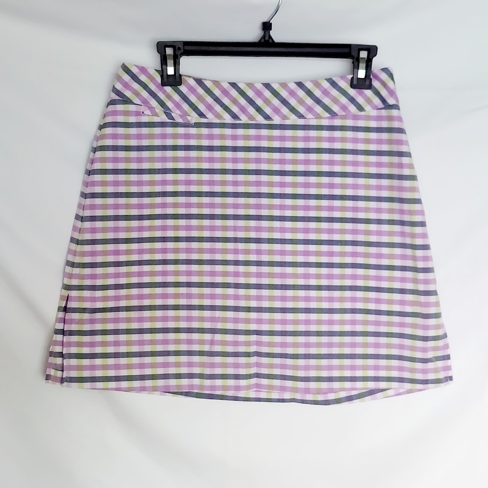 adidas Purple Plaid Mini Skirt with Green Accents